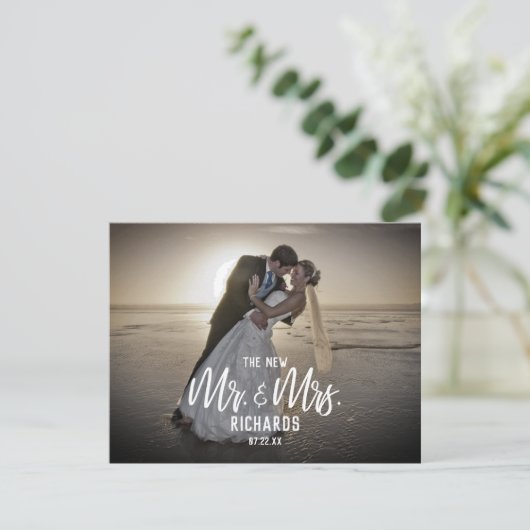 De nieuwe Mr & Mrs bruiloft foto aankondiging (Staand voorkant)