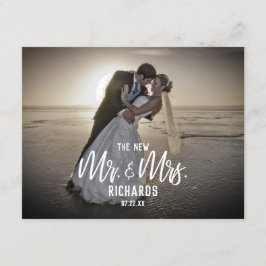 De nieuwe Mr & Mrs bruiloft foto aankondiging