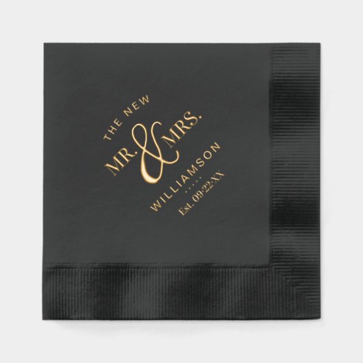 De Nieuwe Mr & Mrs Custom Naam & Datum Trouwen Folie Servetten (Voorkant)