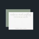 De nieuwe Mr.   Mrs. Minimalist Sage Green Wedding Advieskaart<br><div class="desc">Gebruik deze moderne wenskaart op je feestje om gasten een persoonlijke brief te laten achterlaten voor de gast van eer. Voeg je gegevens toe op het formulier sjabloon. Het geavanceerde het uitgeven menu staat u toe om de kleuren en de doopvonten te veranderen.</div>