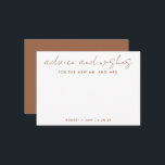 De nieuwe Mr.   Mrs. Minimalist Terracotta Wedding Advieskaart<br><div class="desc">Gebruik deze moderne wenskaart op je feestje om gasten een persoonlijke brief te laten achterlaten voor de gast van eer. Voeg je gegevens toe op het formulier sjabloon. Het geavanceerde het uitgeven menu staat u toe om de kleuren en de doopvonten te veranderen.</div>