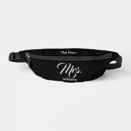 De nieuwe Mrs Name Black en White Script Heuptasje