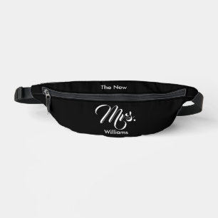 De nieuwe Mrs Name Black en White Script Heuptasje