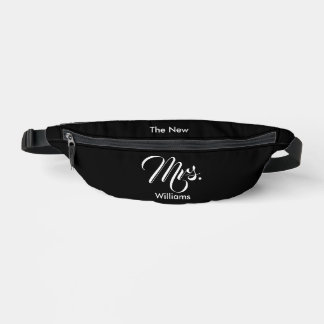 De nieuwe Mrs Name Black en White Script Heuptasje