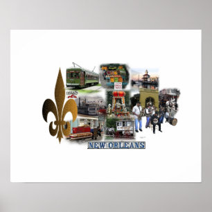 De nieuwe Orleans beroemde landmerken en scènes Poster