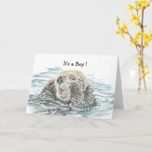 De nieuwe Otter van Congrats van de Jongen van het Kaart (Gele Bloem)