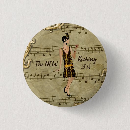De NIEUWE Roaring 20. Ronde Button 3,2 Cm (Voorkant)