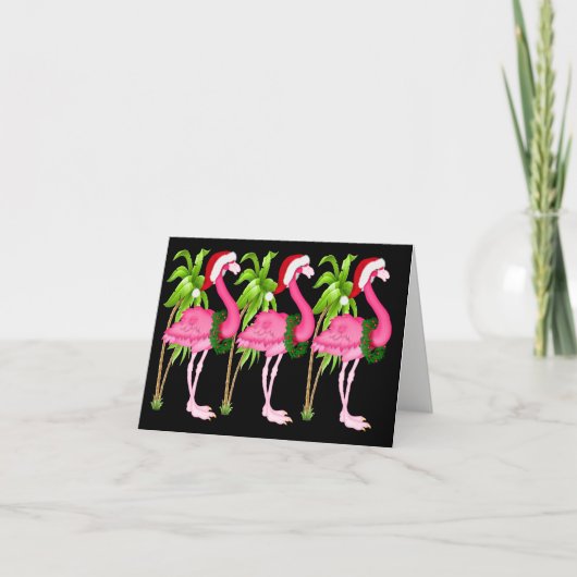De nieuwe Roze Kerstkaarten van de Flamingo Feestdagen Kaart (Voorkant)