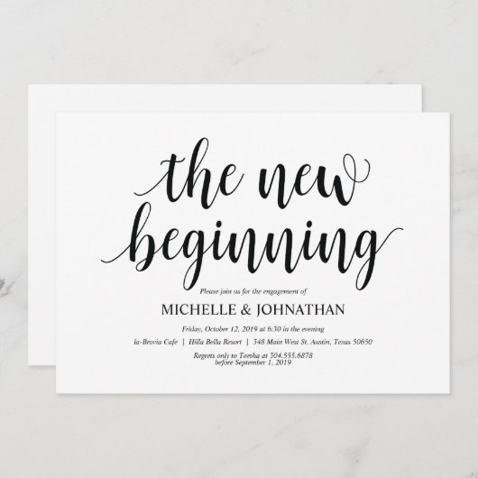 De nieuwe start, Engagement Party nodigt uit Kaart (Voorkant / Achterkant)