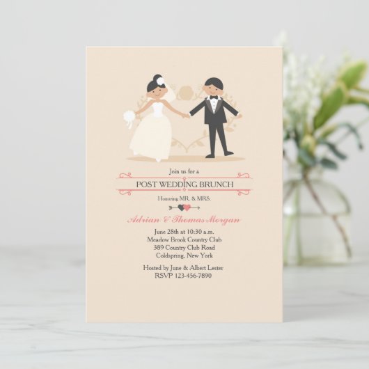 De Nieuwe Uitnodiging voor de Bruiloftsbrunch van  (Staand voorkant)