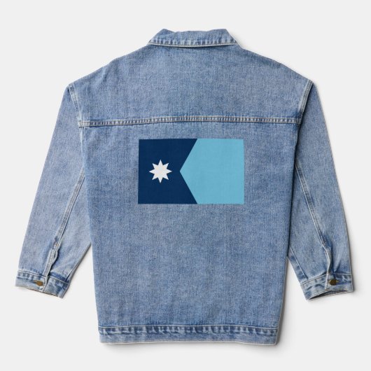 De nieuwe vlag van Minnesota State (2023 herontwer Denim Jacket (Achterkant)