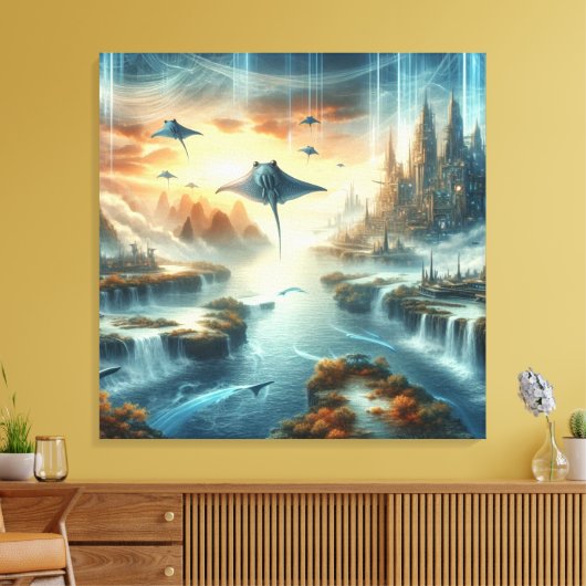 De Nieuwe Wereld Fantasy Art Canvas Afdruk (Insitu (Woonkamer))