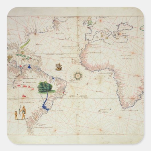 De nieuwe wereld vierkante sticker (Voorkant)