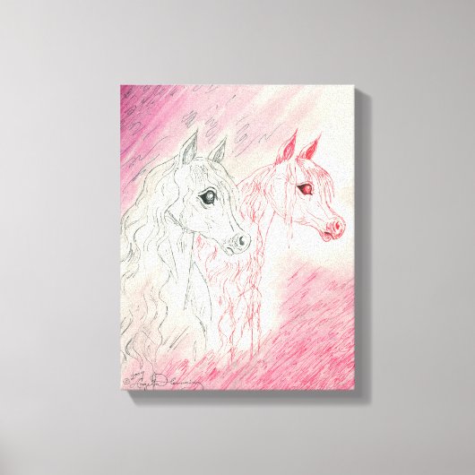 De nieuwsgierige Arabische Paarden Canvas Afdruk (Voorkant)