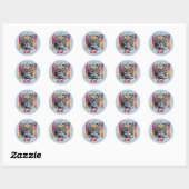 De Nieuwsgierige Kat Ronde Sticker (Vel)