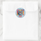 De Nieuwsgierige Kat Ronde Sticker (Tas)