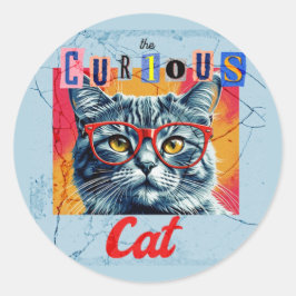 De Nieuwsgierige Kat Ronde Sticker