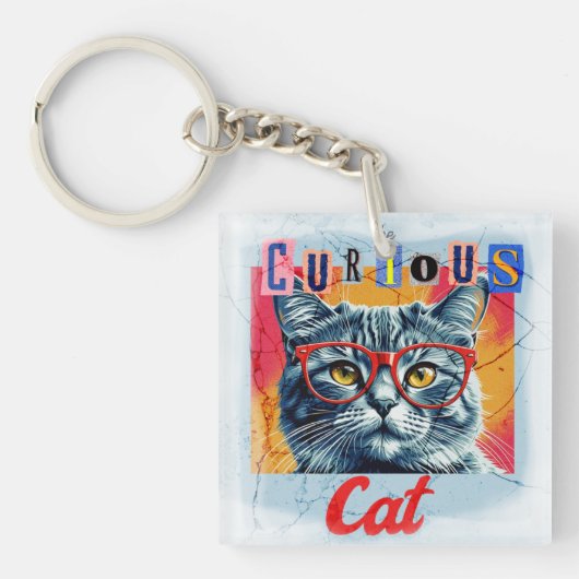 De Nieuwsgierige Kat Sleutelhanger (voorkant)