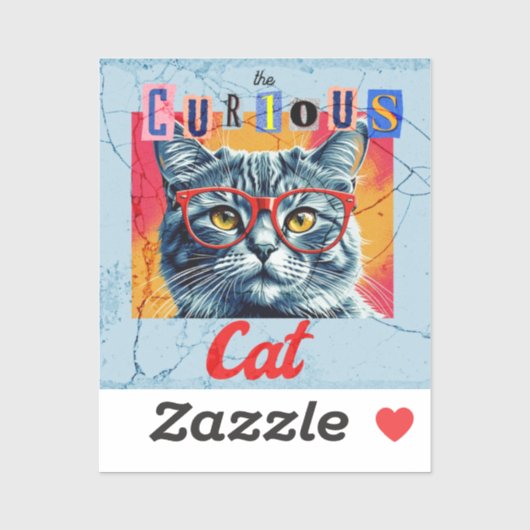 De Nieuwsgierige Kat Sticker (Vel)
