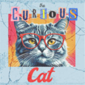 De Nieuwsgierige Kat Sticker (Voorkant)
