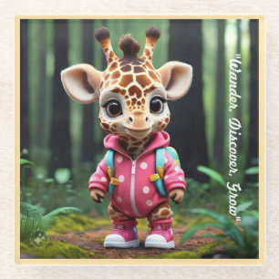 "De nieuwsgierige kleine Giraffe" Glazen Onderzetter