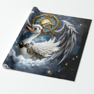 De Nieuwsgierige Klokwerkzwaan. Cadeaupapier