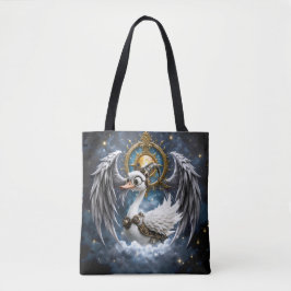 De Nieuwsgierige Klokwerkzwaan. Tote Bag