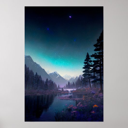 De Nightfall: Forest, Flowers en Stars Poster (Voorkant)