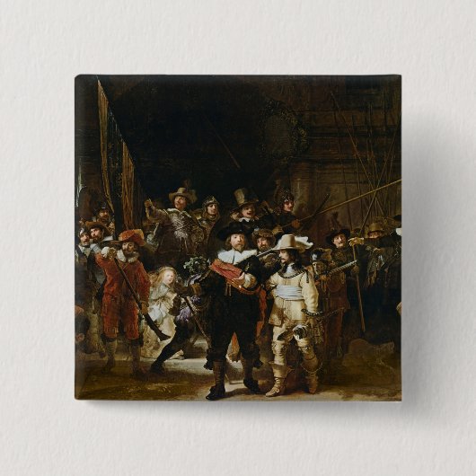 De Nightwatch Vierkante Button 5,1 Cm (Voorkant)