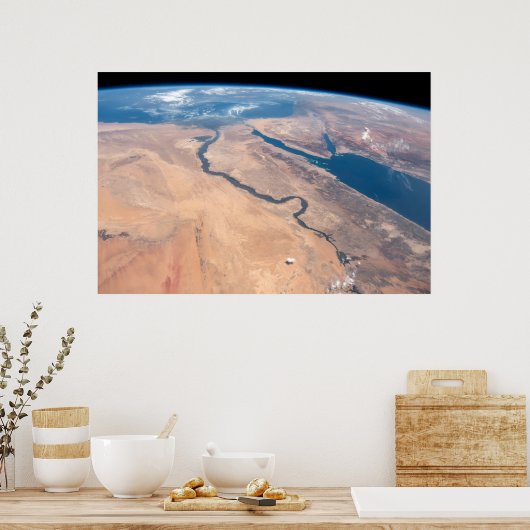 De Nijl, het Rode Zee en het Mediterrane Zee. Poster (Keuken)