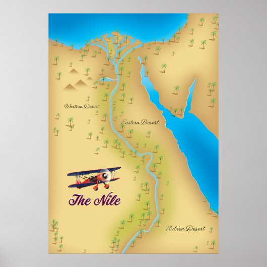 De Nijl vintage stijl oude kaart poster (Voorkant)