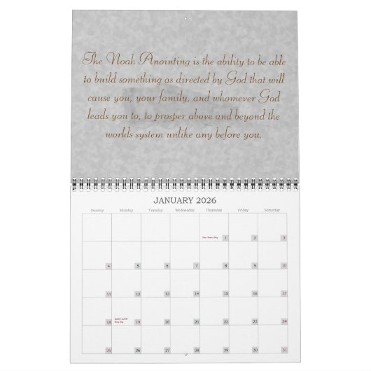 De Noah Anointing Calendar Kalender (Jan 2026)