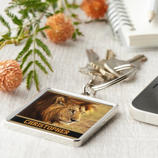 De Noble Lion-foto Sleutelhanger (Zijkant)