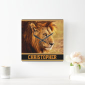 De Noble Lion-foto Vierkante Klok (Huis)