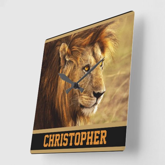 De Noble Lion-foto Vierkante Klok (Hoek)