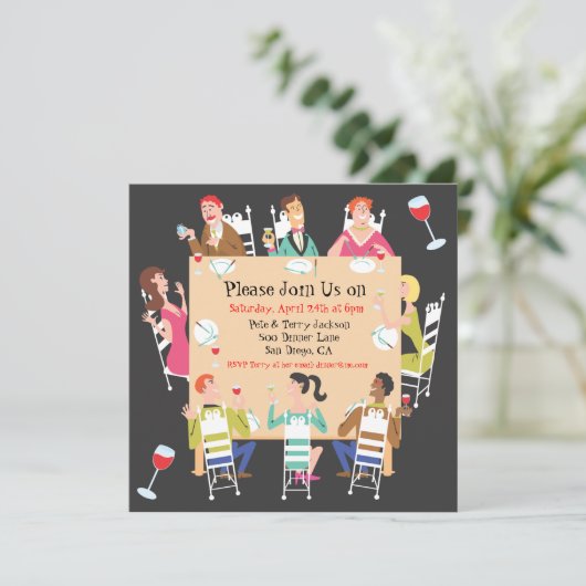 De nodiging van de Dinner Partij met lijst en vrie Kaart (Staand voorkant)