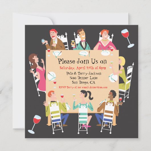 De nodiging van de Dinner Partij met lijst en vrie Kaart (Voorkant)