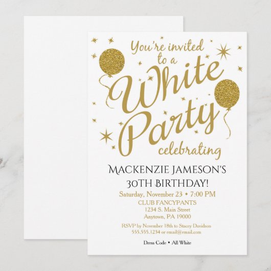 De nodiging van de witte Partij Al Witte Partij no Kaart (Voorkant / Achterkant)