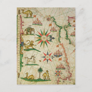 De Noord-Afrikaanse kust van een nautische atlas Briefkaart