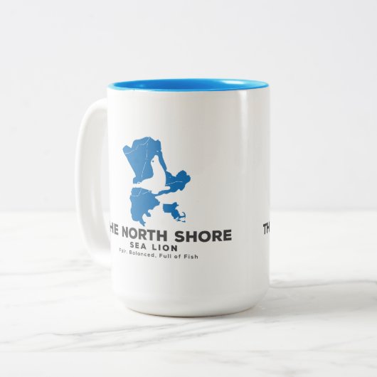 De Noord-Shore Zee Lion Beverage Container Tweekleurige Koffiemok (Voorkant links)