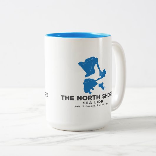 De Noord-Shore Zee Lion Beverage Container Tweekleurige Koffiemok (Voorkant rechts)