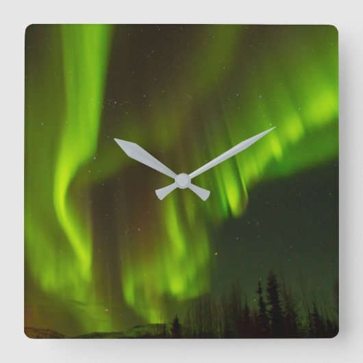 De noordelijke lichten | Fairbanks, Alaska Vierkante Klok (Voorkant)