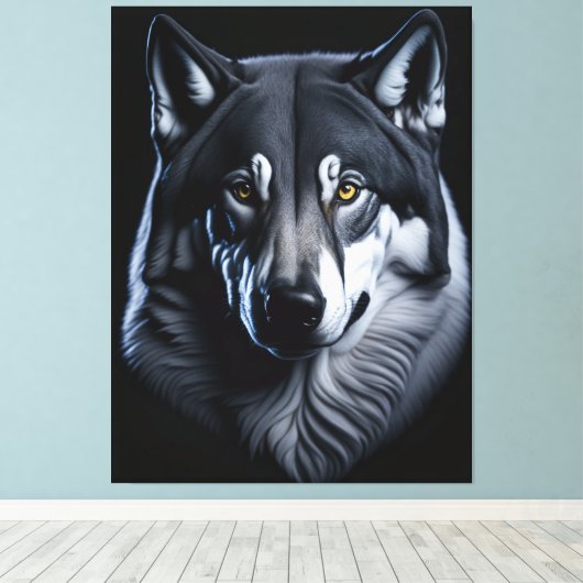 De Noordelijke Wolf Canvas Afdruk (Insitu (Houten vloer))