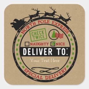 De Noorderpool slee express levering Kerstmis Vierkante Sticker