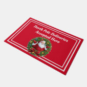 De Noordpool bezorgt Santa Red Witte voordeur Deurmat (Schuin)