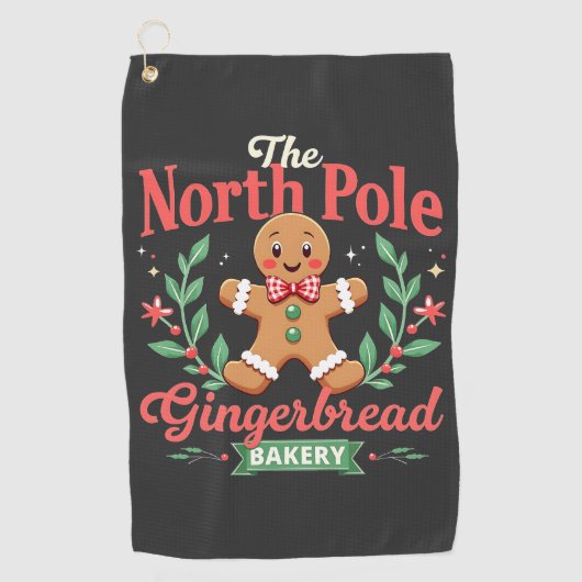 De Noordpool Gingerbread Bakery Kerstmis Golfhanddoek (Voorkant)