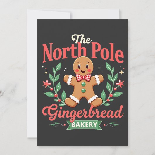 De Noordpool Gingerbread Bakery Kerstmis Kaart (Voorkant)
