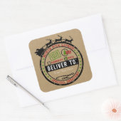 De Noordpool slee express levering Kerstmis Vierkante Sticker (Envelop)