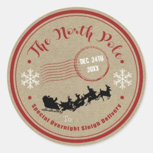 De Noordpool slee overnachtaflevering Kerstmis Ronde Sticker