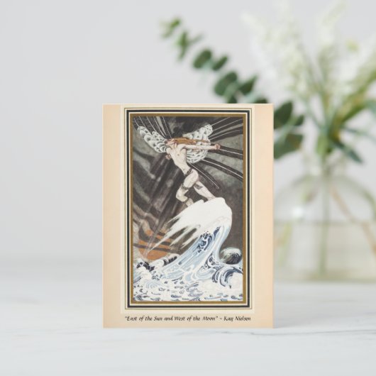 De noordwind gaat over het zee Kay Nielsen Briefkaart (Staand voorkant)